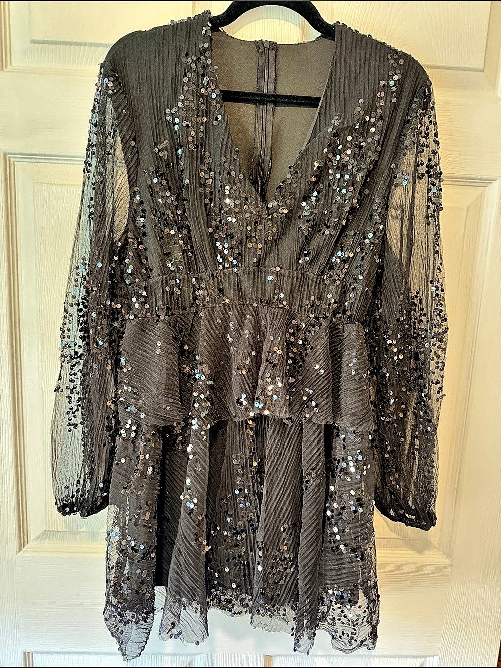 Sequined Mini Dress in Black Like New
